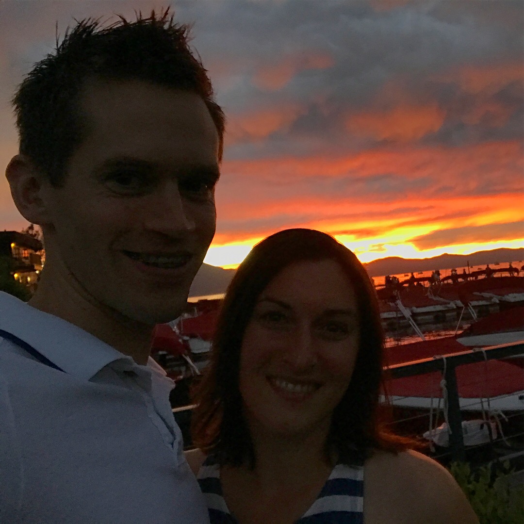 The sky was on fire just before our dinner at Artemis Lakefront Cafe